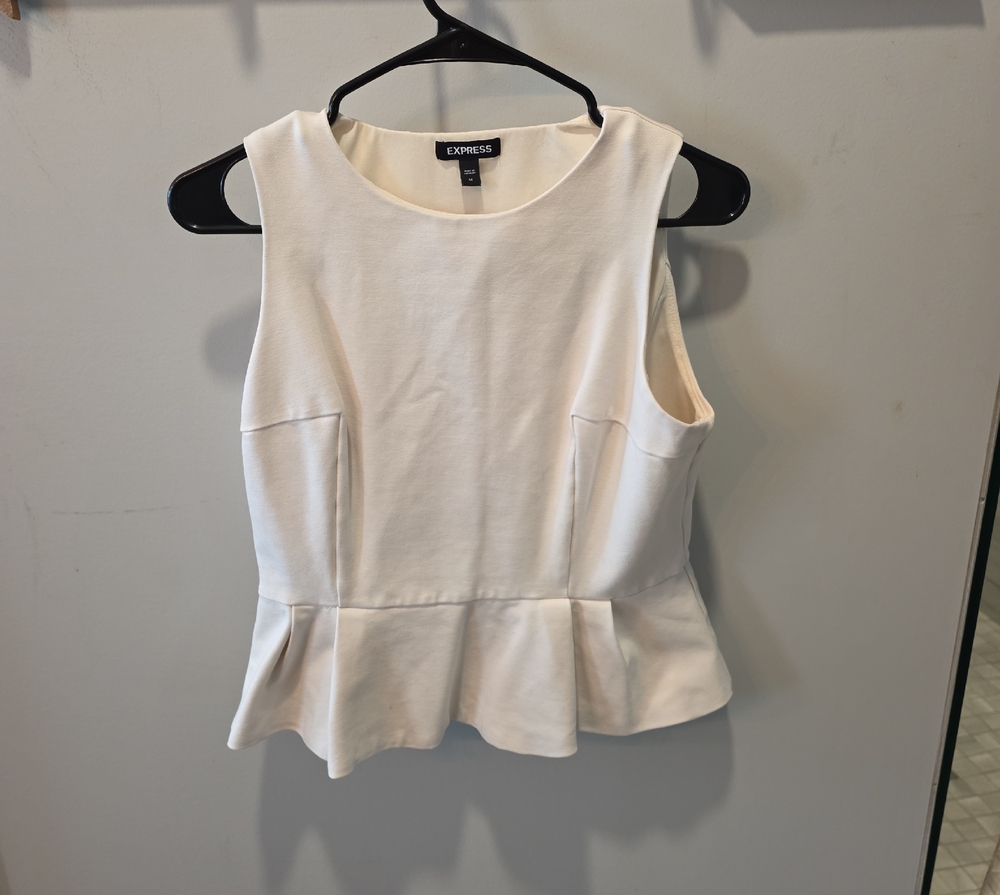 Express Women's Cream Peplum Tank Top